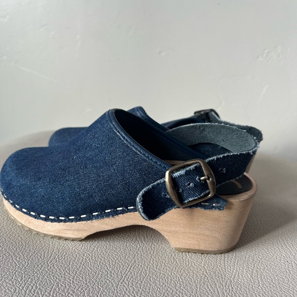 Cape Clogs Made in Sweden Denim and Wood Clogs Girls Size 30 - Picture 7 of 10